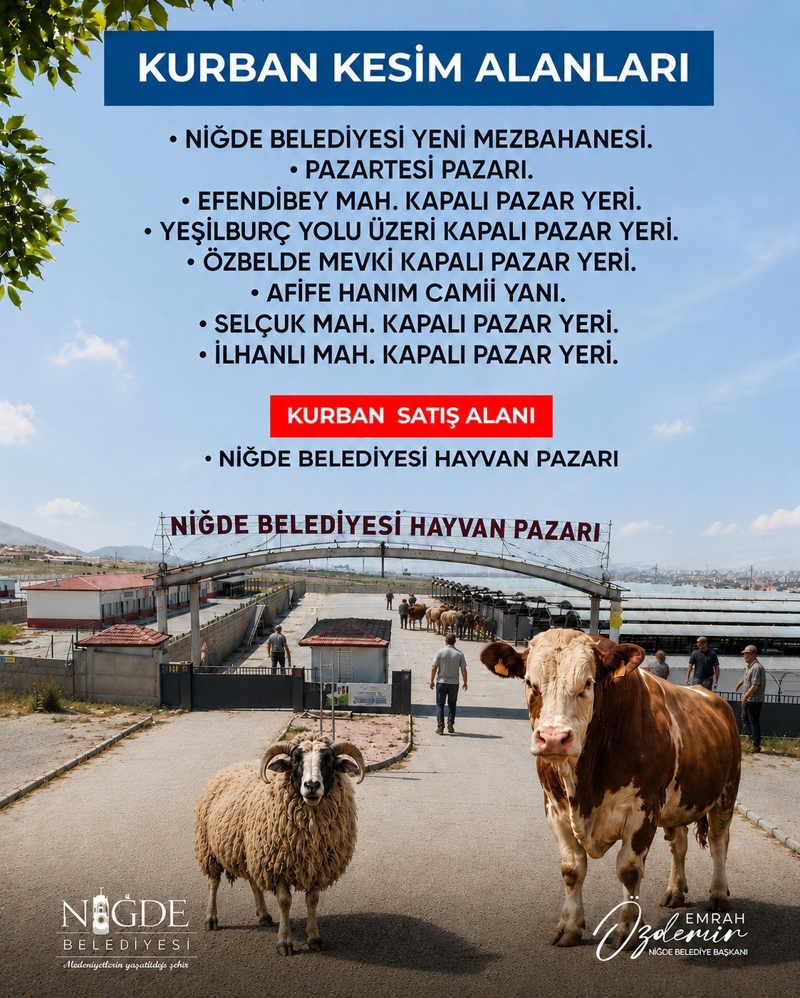 Niğde Belediyesi kurban kesim noktalarını açıkladı