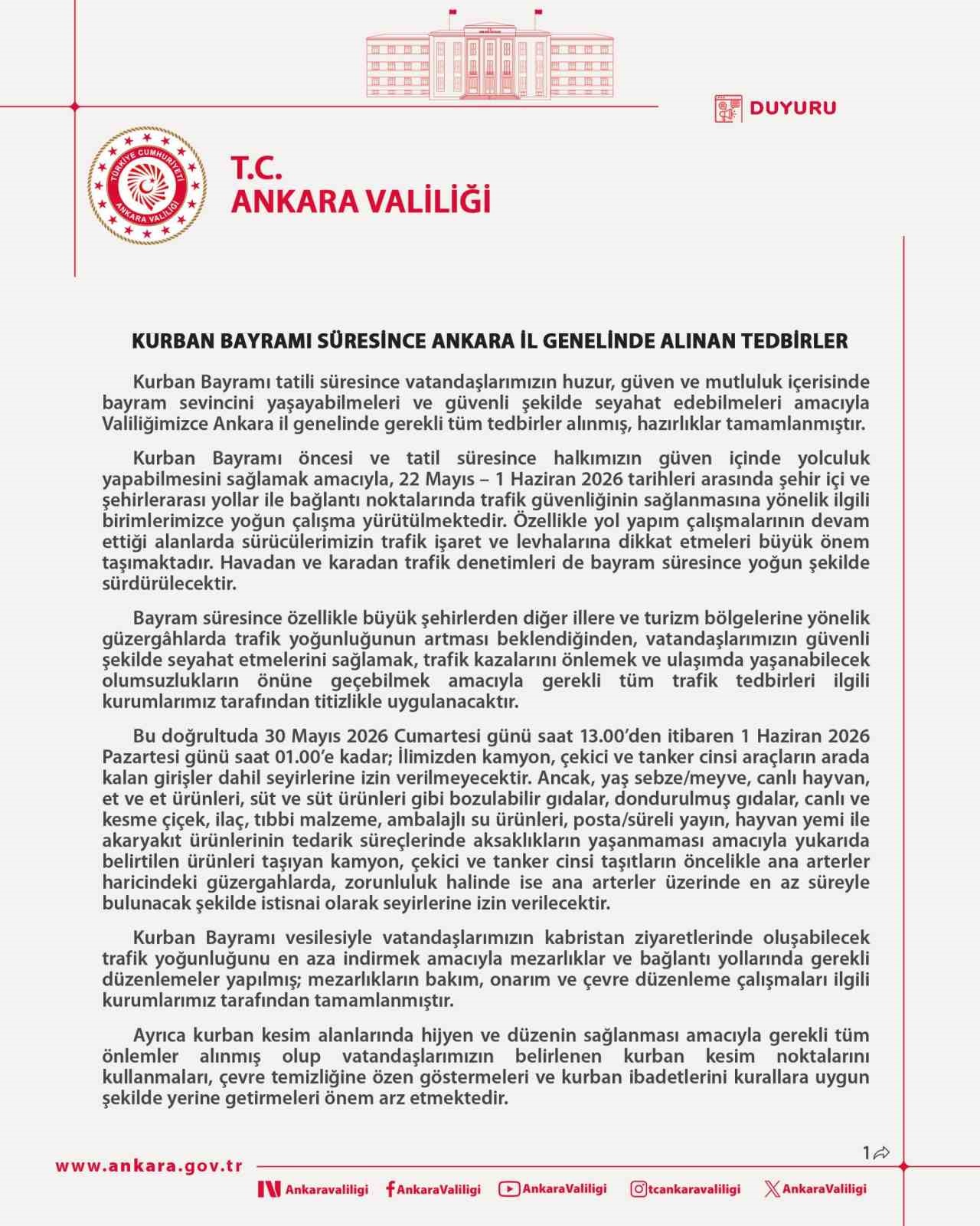 Ankara’da bayramda 24 binin üzerinde emniyet ve jandarma personeli görev başında olacak